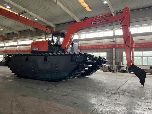 Excavateur amphibie HK150SD avec 0,25 à 0,5 M3 Machine de nettoyage de rivière Longue portée Boom