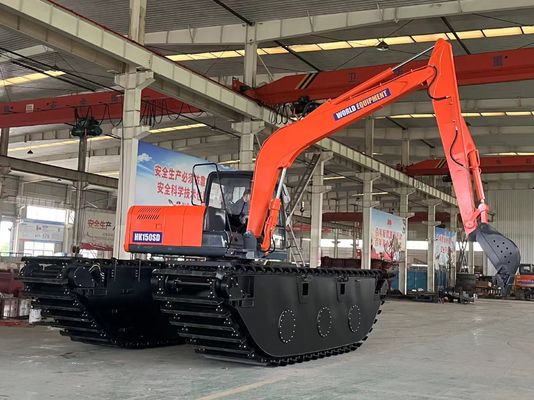 Excavateur amphibie HK150SD avec 0,25 à 0,5 M3 Machine de nettoyage de rivière Longue portée Boom